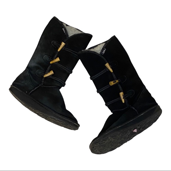 Black Suede Shearling Fall Winter Boot 
